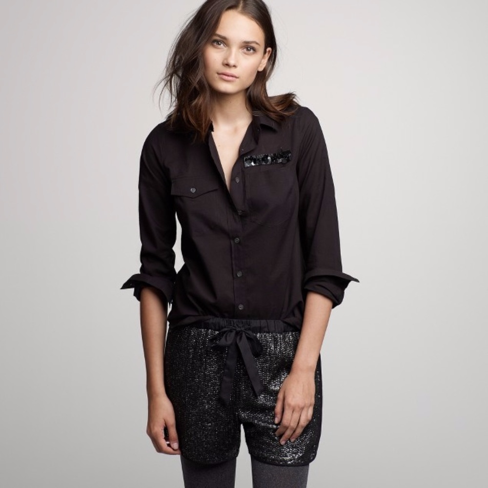 J. Crew Women's Shirt Black Long Sleeves Button Up