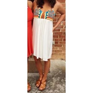 Patterned Embroidered Slip Dress