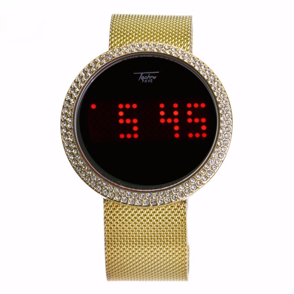 Digital Touch Screen Gold PT Mesh Metal Band Watch - Picture 2 of 3
