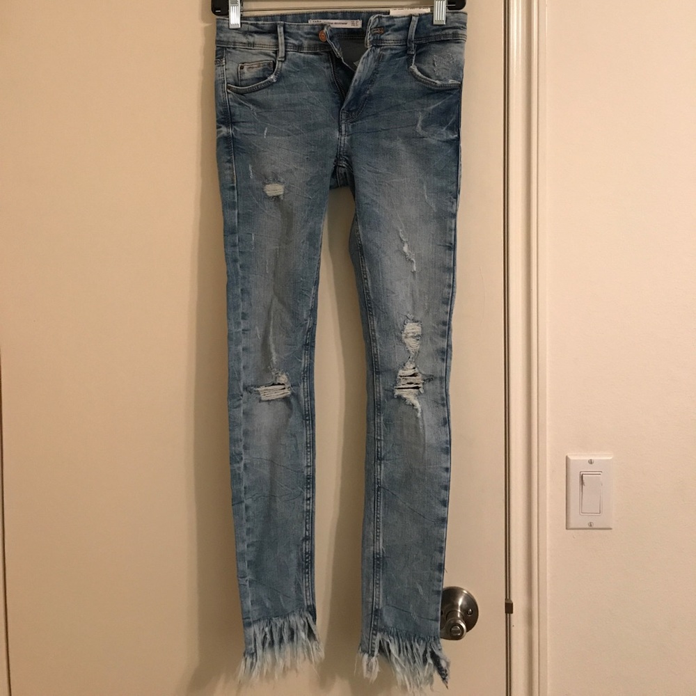 Zara fringe bottom jeans