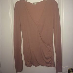 GENTLY WORN! Ribbed Deep V-Neck Long Sleeve Top