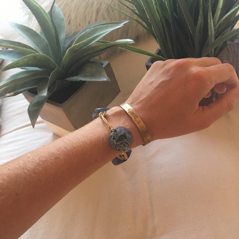 Blue Stone and Gold Bangle