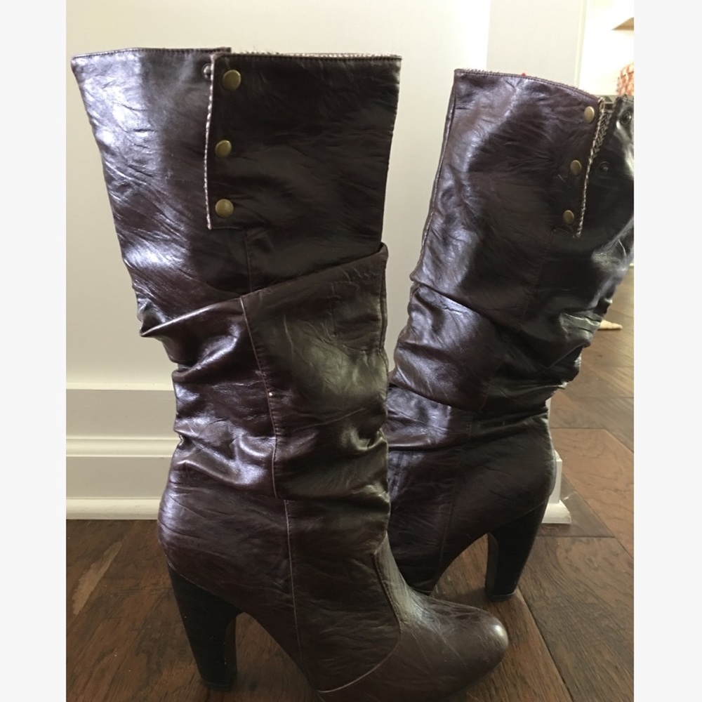 Brown leather boots