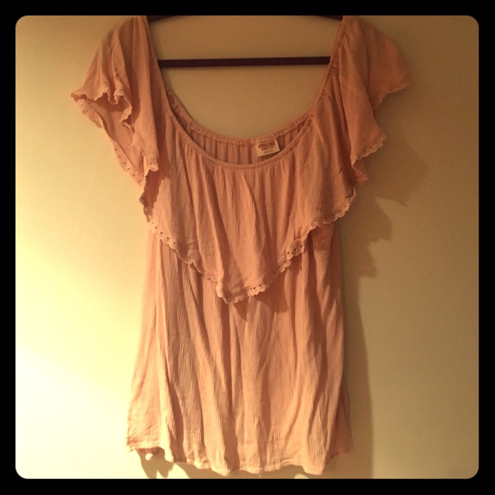 Millennial Pink Off the Shoulder Top