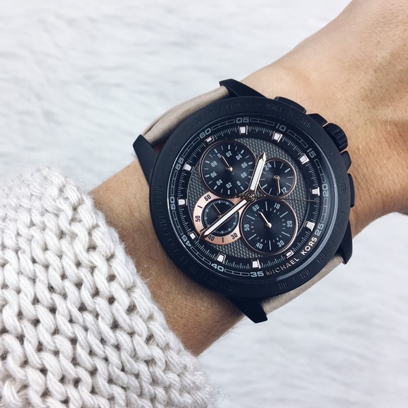 Michael Kors ryker black face tan leather watch - Picture 3 of 7