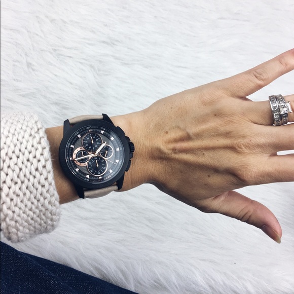 Michael Kors ryker black face tan leather watch - Picture 4 of 7