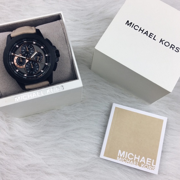 Michael Kors ryker black face tan leather watch - Picture 7 of 7