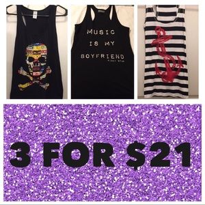 Tank Top Lot! Skull, Anchor and Music is My BF 💀