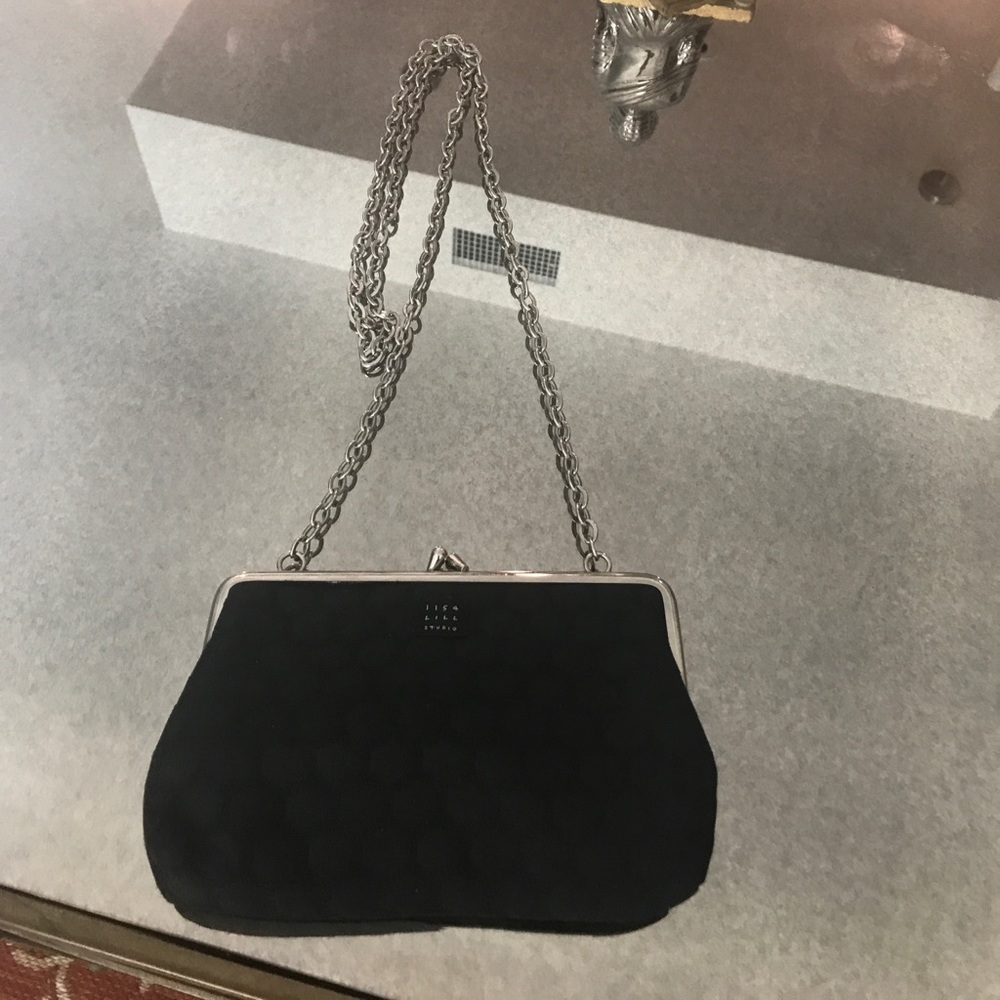 Black long chain mini purse