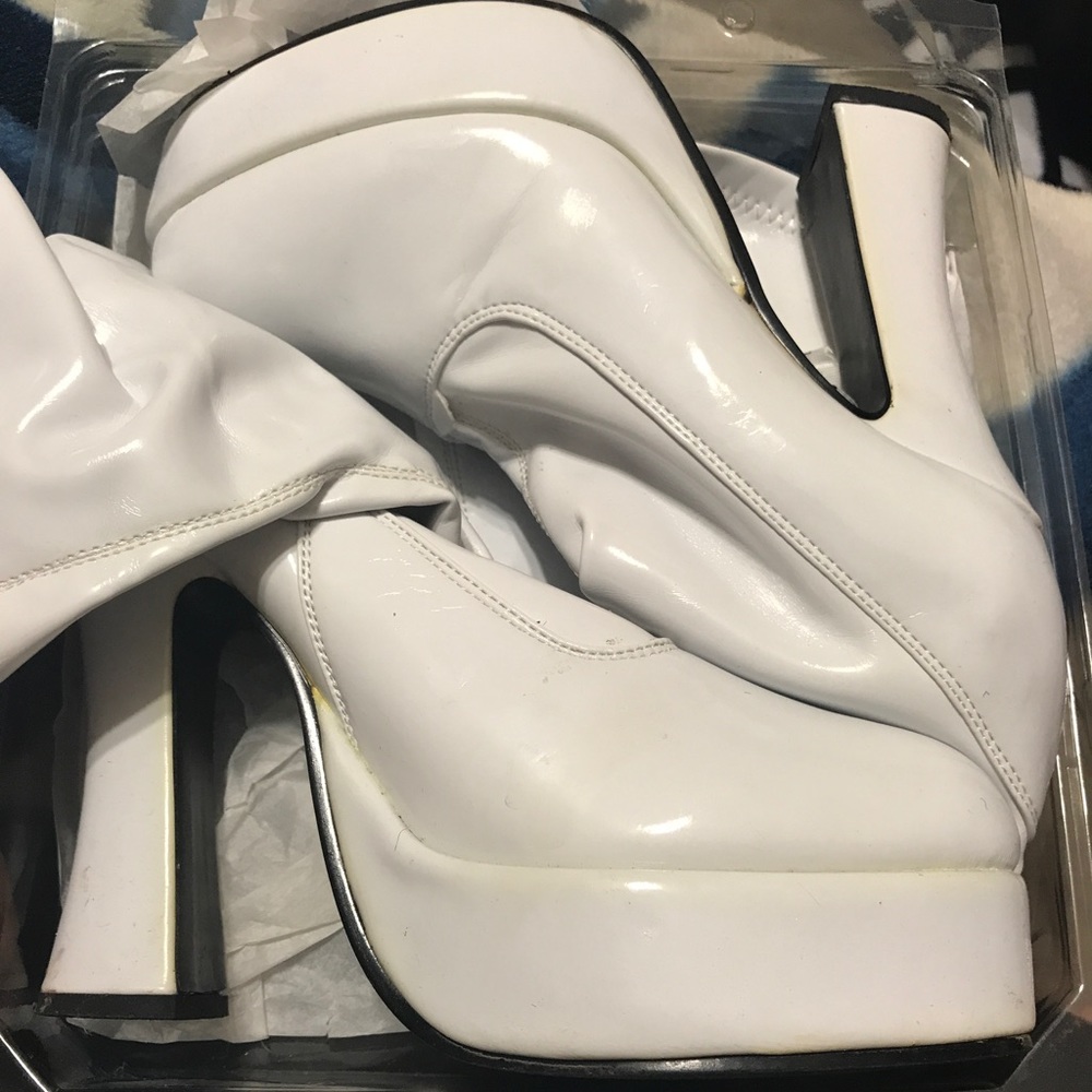 White platform boots