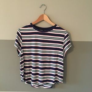 Navy and Pink Striped Tee NWOT