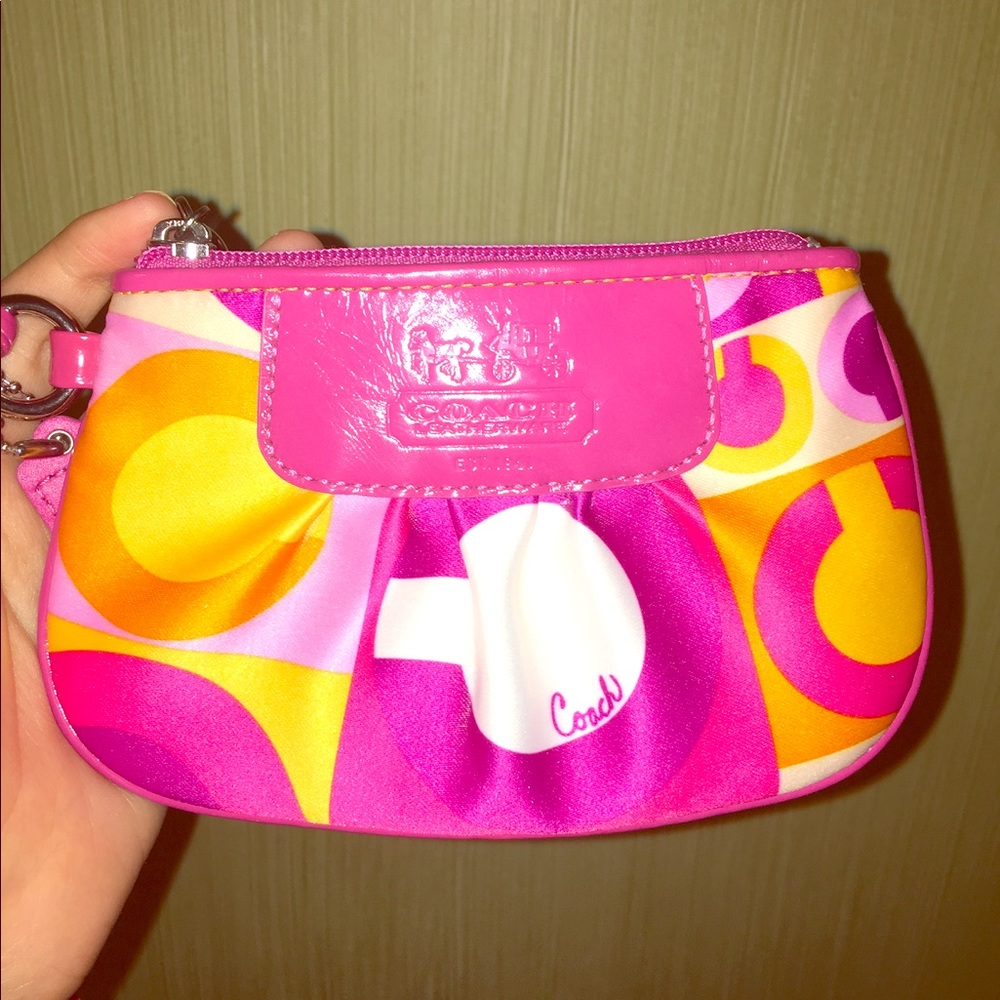 Authentic Coach silk wristlet clutch