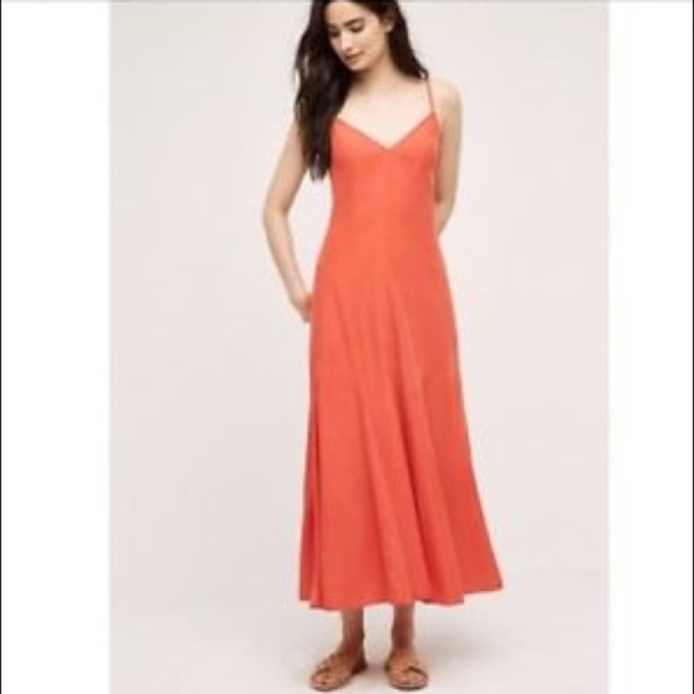 Elegant reddish orange long dress - Picture 2 of 8