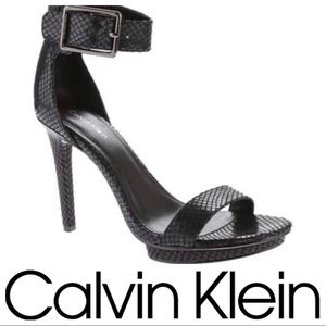 Calvin Klein Vivian Faux Snake Skin Strappy Heels Calvin Klein Vivian Faux Snake Skin Strappy Heels
