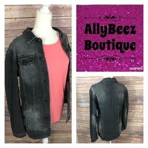Lularoe Jaxon Black Denim Jacket size M 10-12 NWT