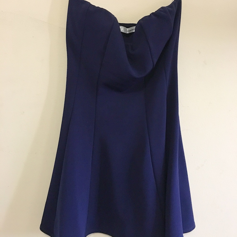 Dark Navy Blue Strapless Short Dress