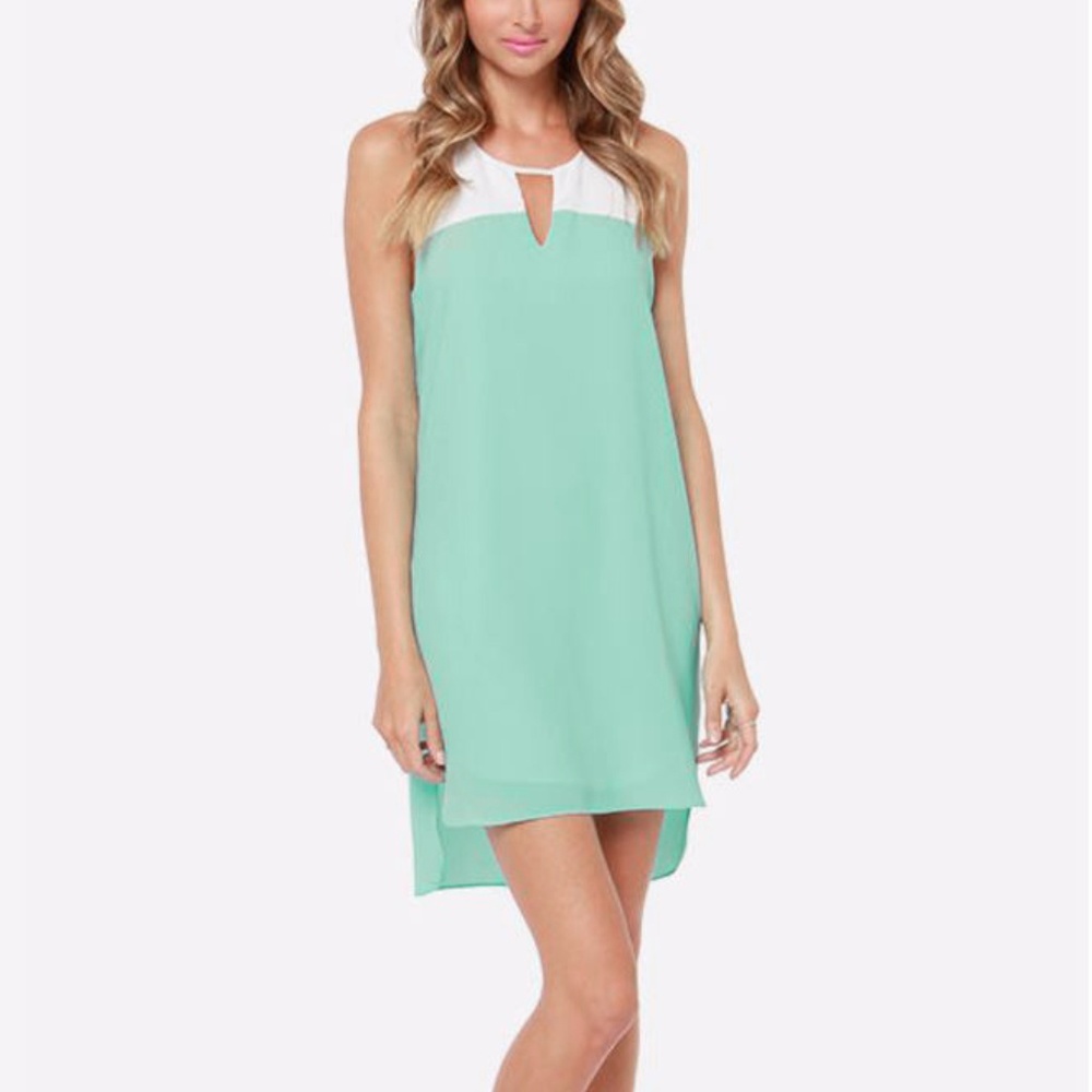 EVERLY - IVORY AND MINT SHIFT DRESS