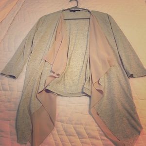 Brand New - Gray and Peach Sweater - 3/4 Sleeve