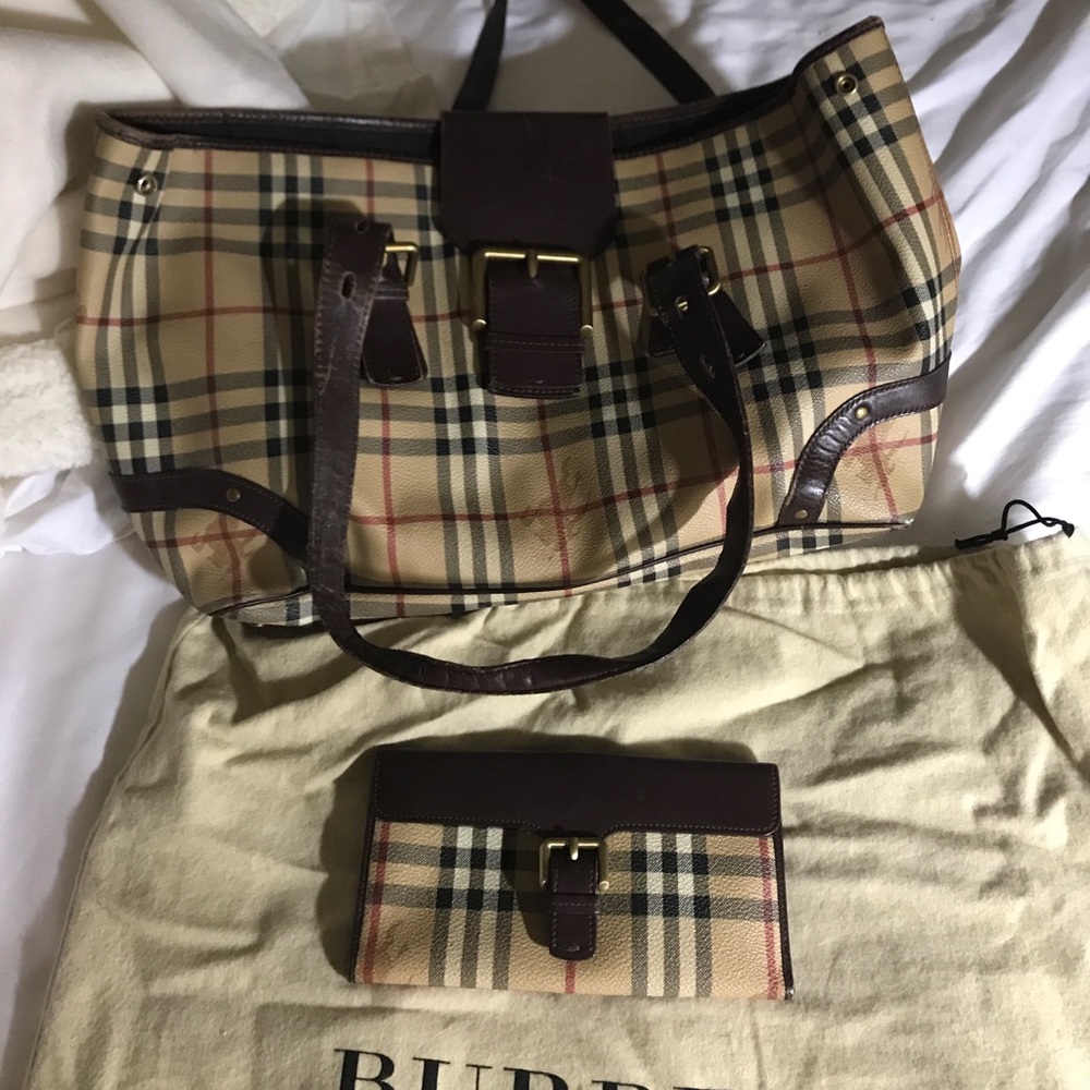 Burberry Haymarket tote with wallet