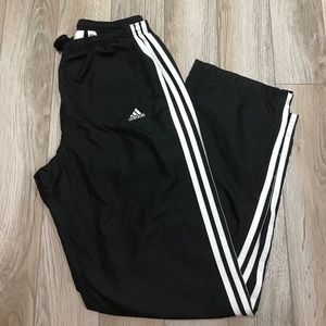 Adidas UNISEX Black White Stripe Warm Up Pants Adidas UNISEX Black White Stripe Warm Up Pants