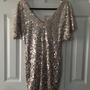 Sequin cold shoulder dress
