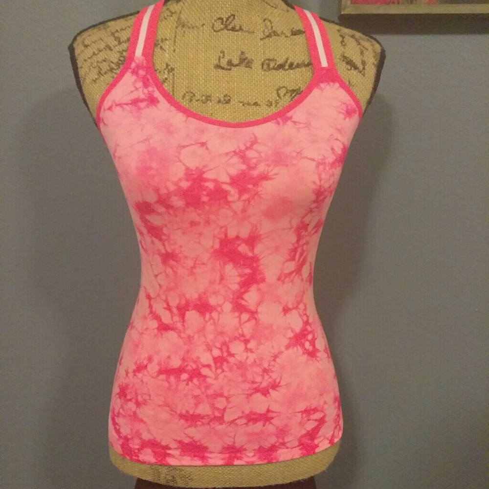 Pink cross back work out tank