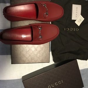 RED GUCCI RUBBER HORSEBIT LOAFER SIZE 8