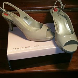 Bandolino Nude Peep Toe Patent Leather Heel