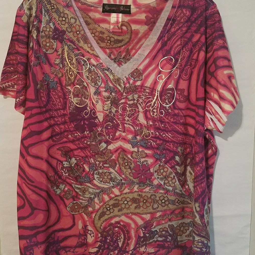 Pink and Gold multo colored top - Picture 1 of 3
