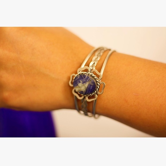 Semi Precious Stone Bangle - Picture 2 of 3