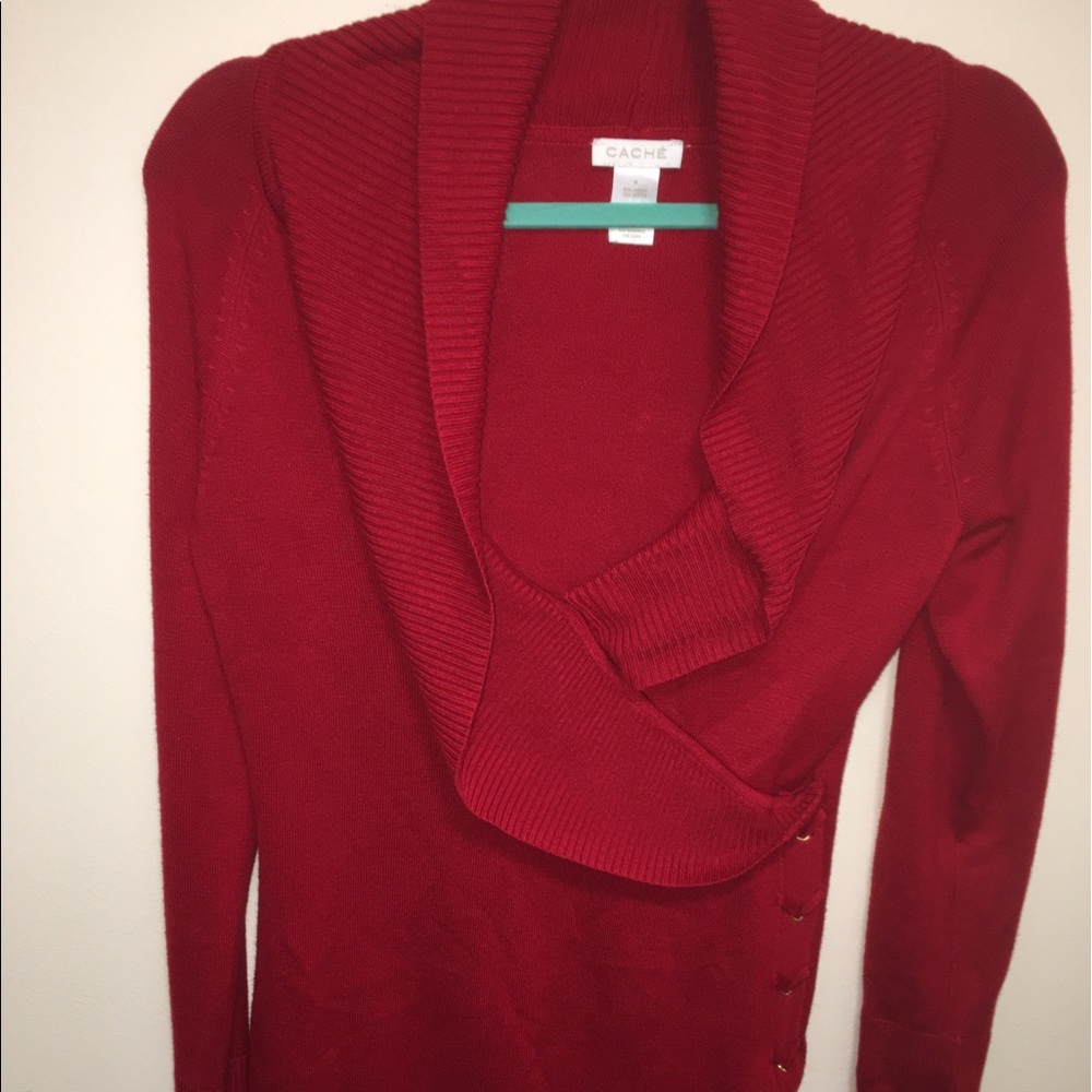 Red Cache Cowl neck sweater size medium