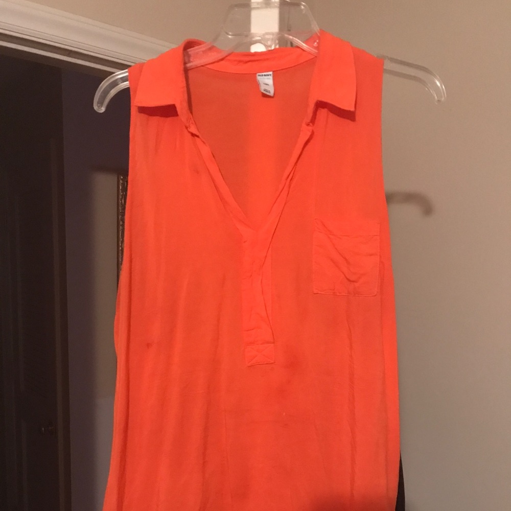 Orange silky tank top