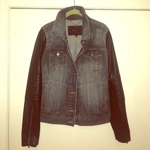 BCBGMAXAZRIA Denim and Leather Jacket