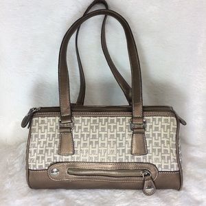Tommy Hilfiger Gold Ivory Tan Glitter Zip Purse