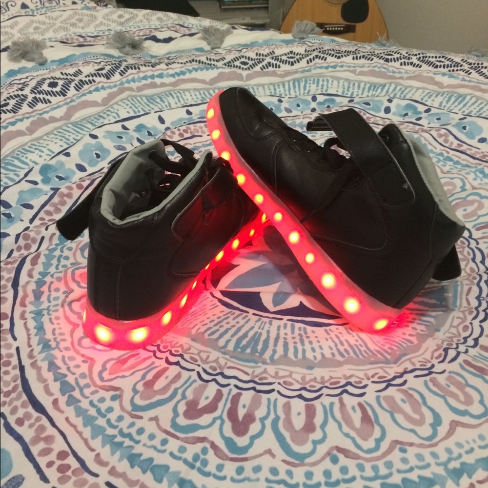 High top black led shoes