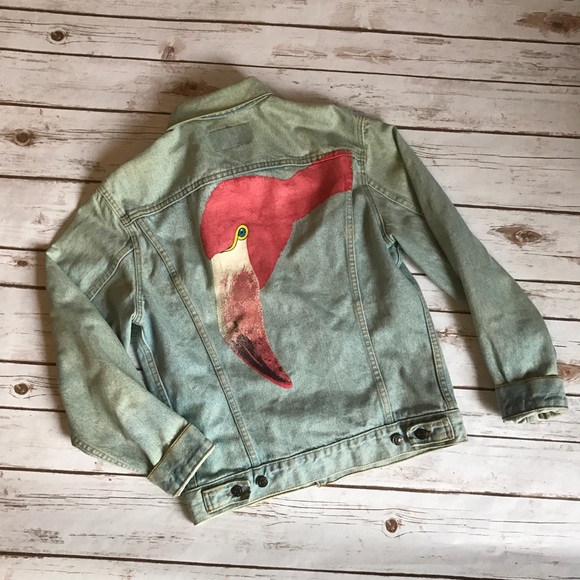 Levi's Jackets & Blazers - Unique Flamingo Levi denim jacket!