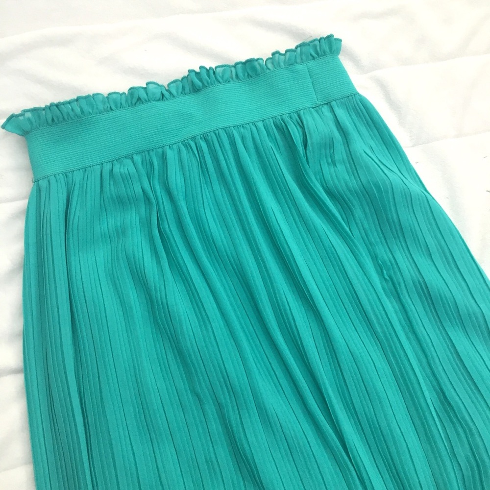 Teal pleated maxi skirt