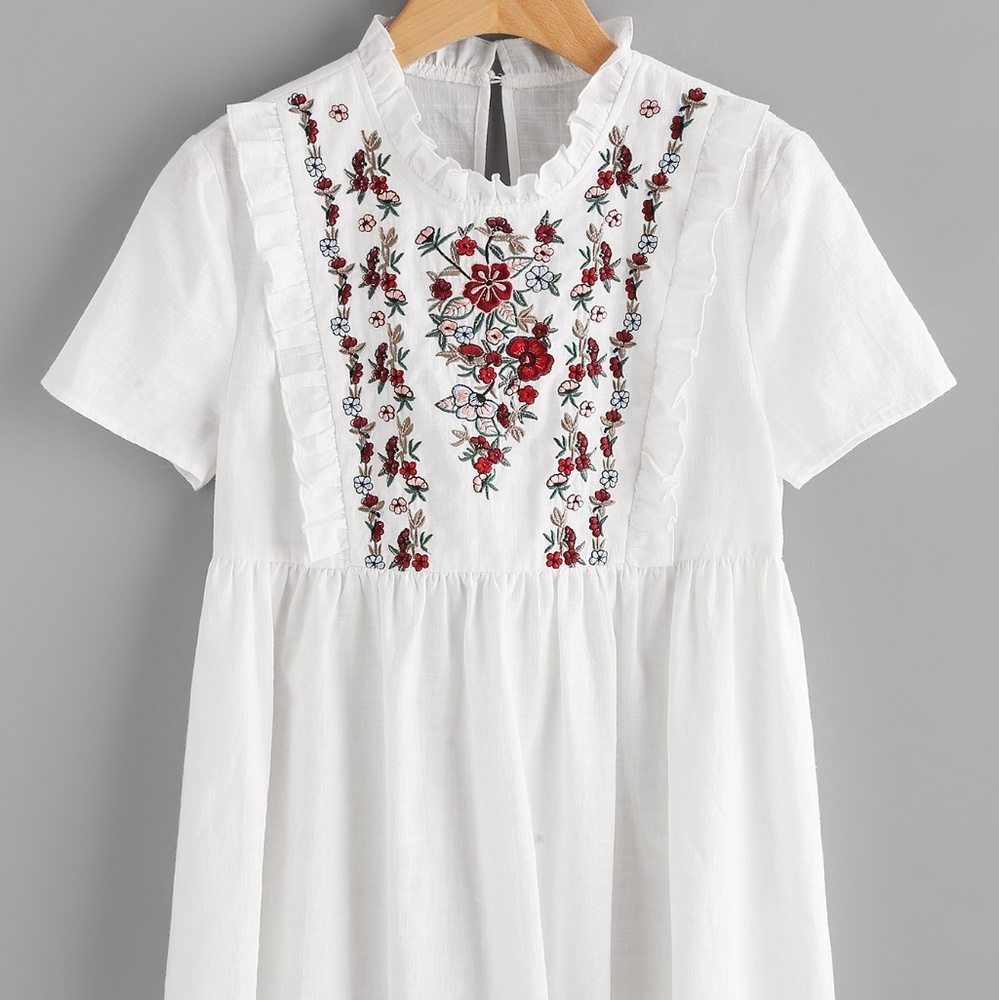 New Embroidered Frill Smock