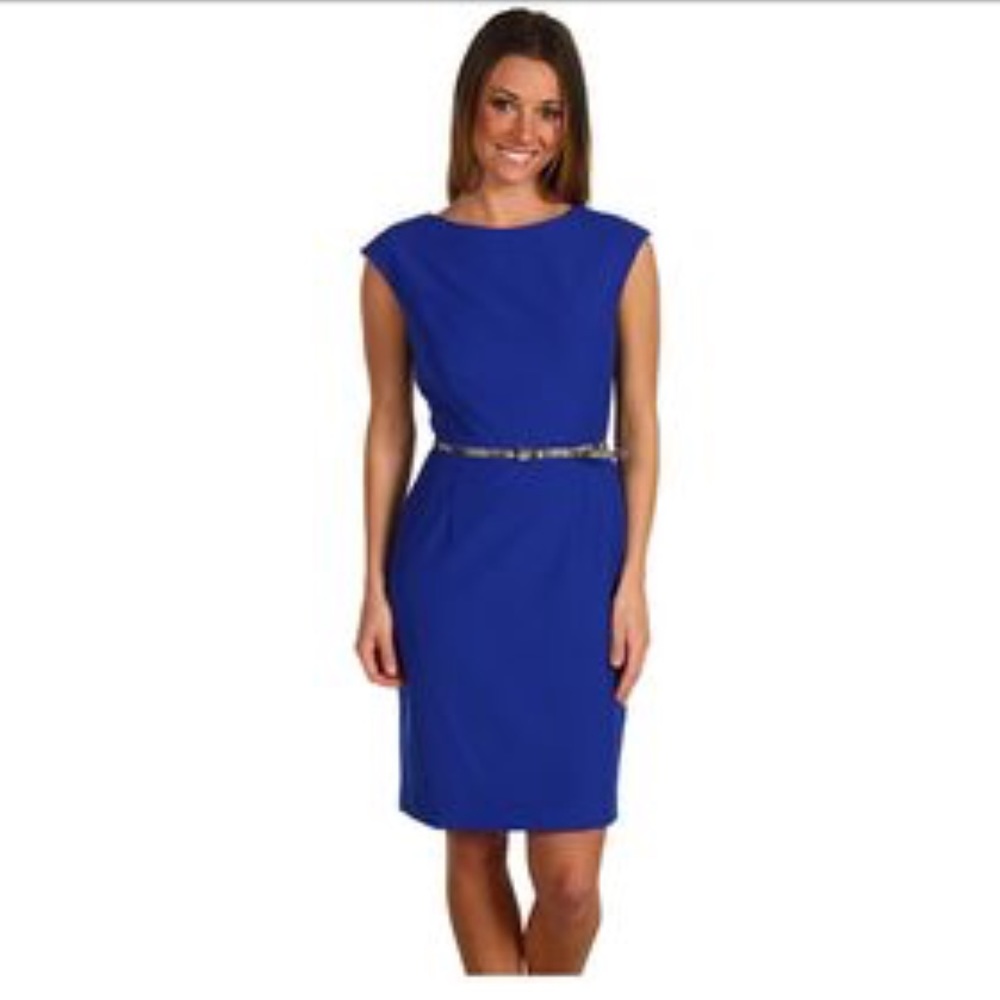 Ellen Tracy V Back Sheath Dress cobalt size 6