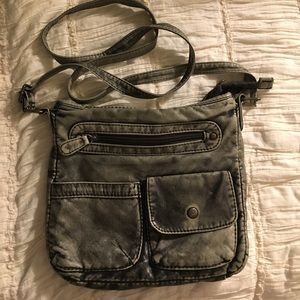 Gray cross body purse