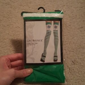 Striped thigh high stockings