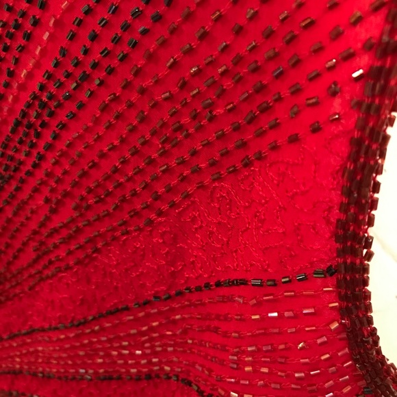 Vintage Red Lined Beaded Sleeveless Blouse - Picture 3 of 3