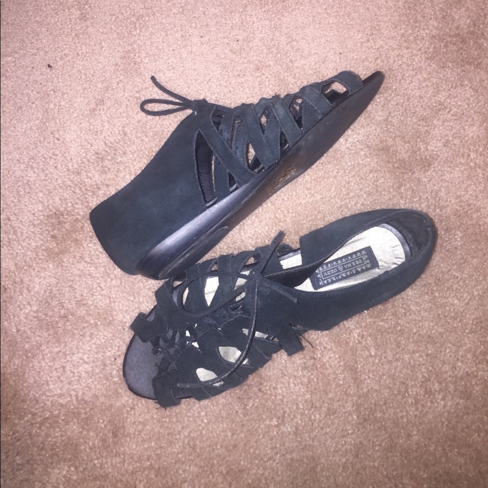 Suede Black Open Toe Sandal