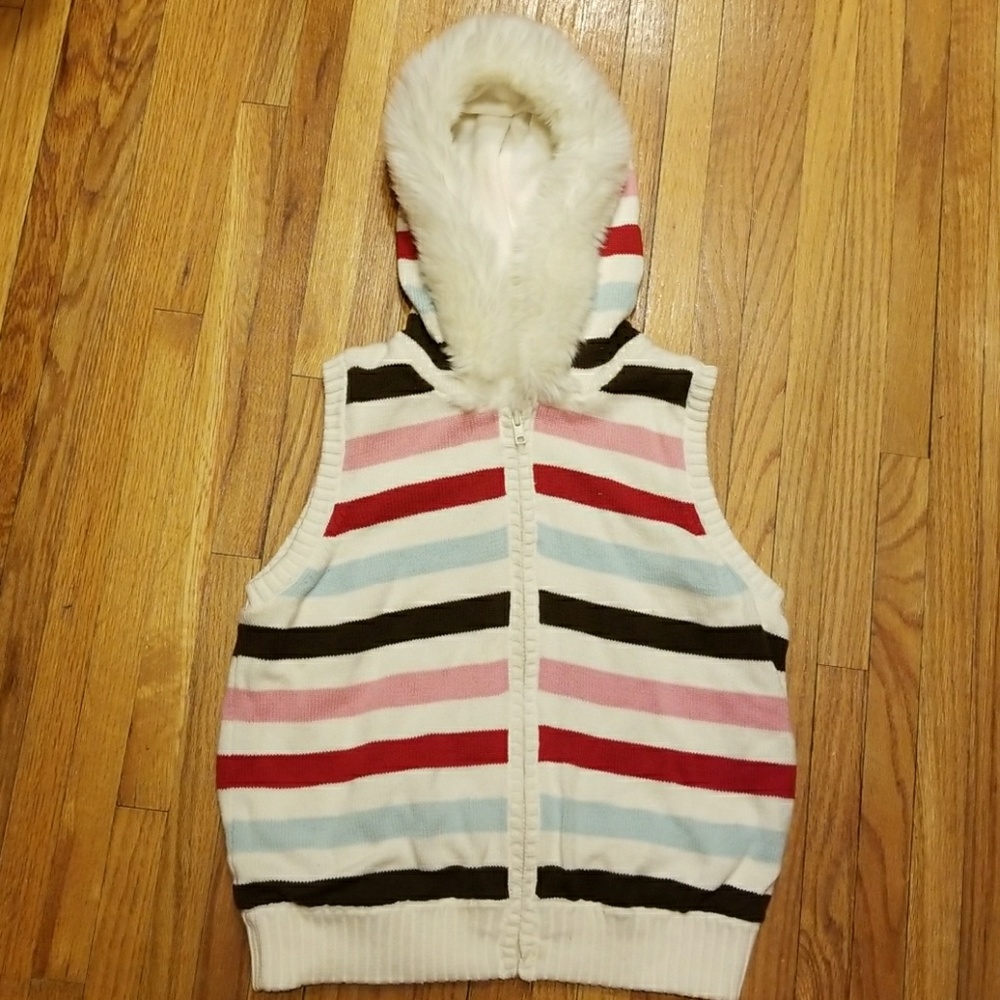 Gymboree sweater vest fur trim sz 10-12