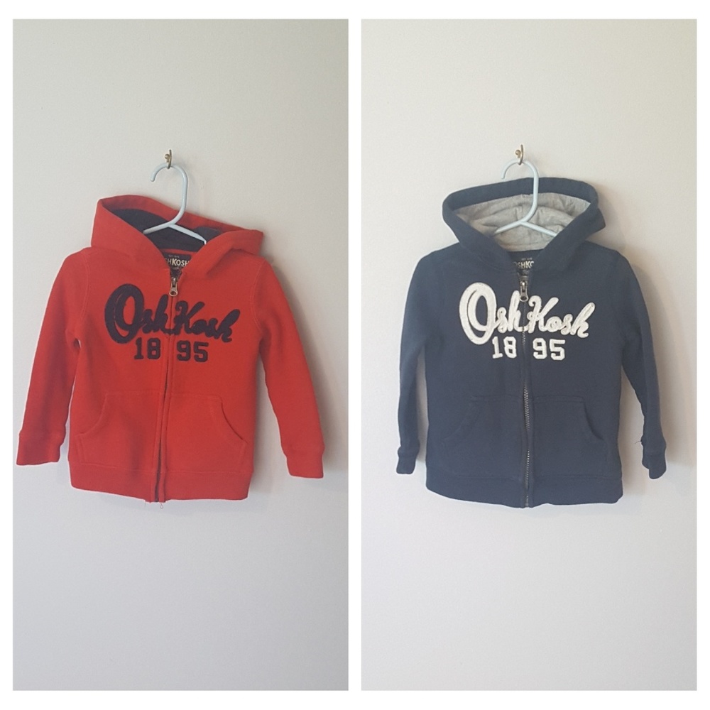 Two Osh Kosh zip up hoodies