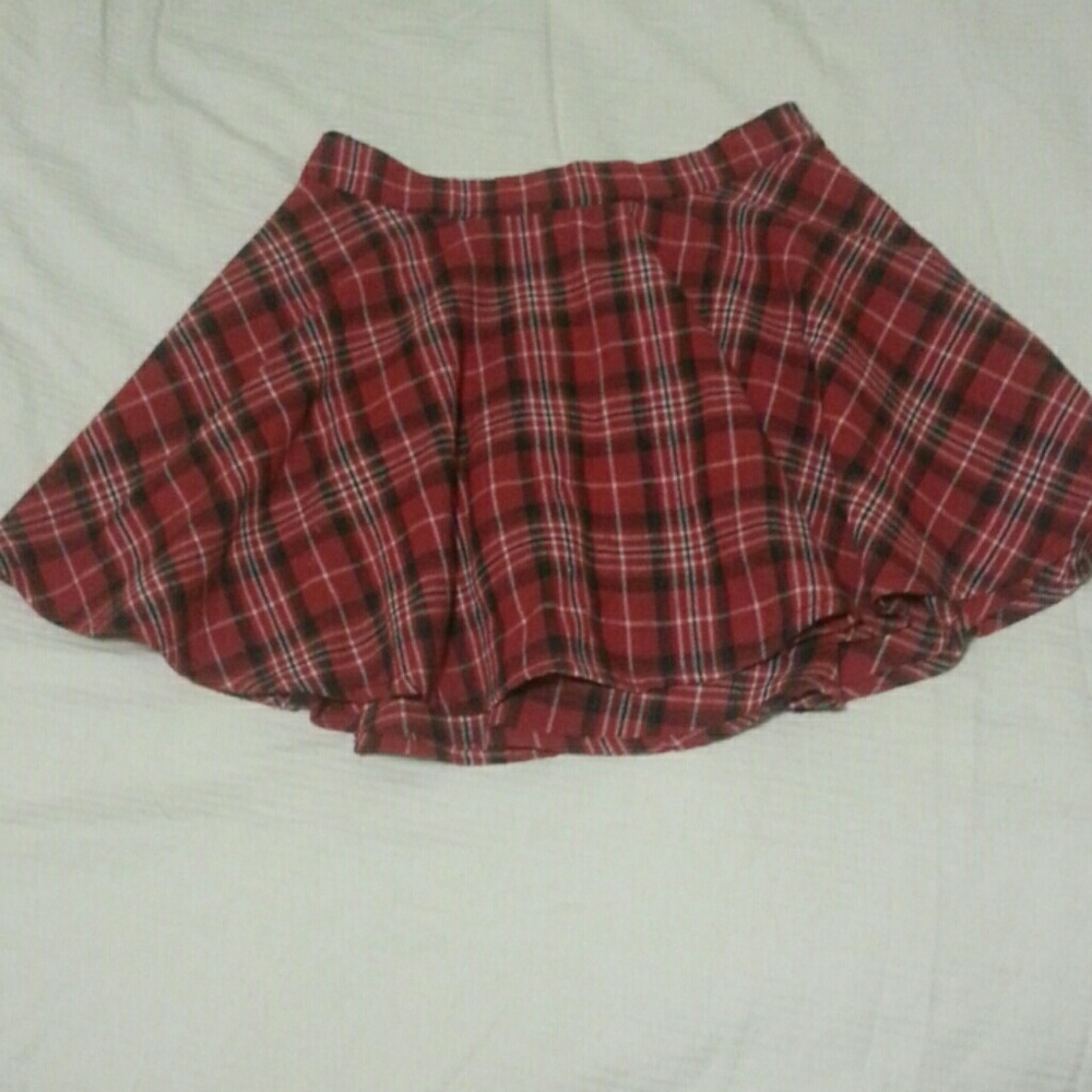 Red plaid schoolgirl skirt