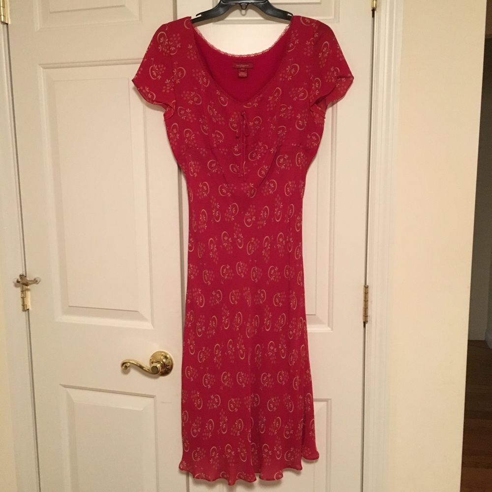 Lovely red silk dress from Sundance Catalog