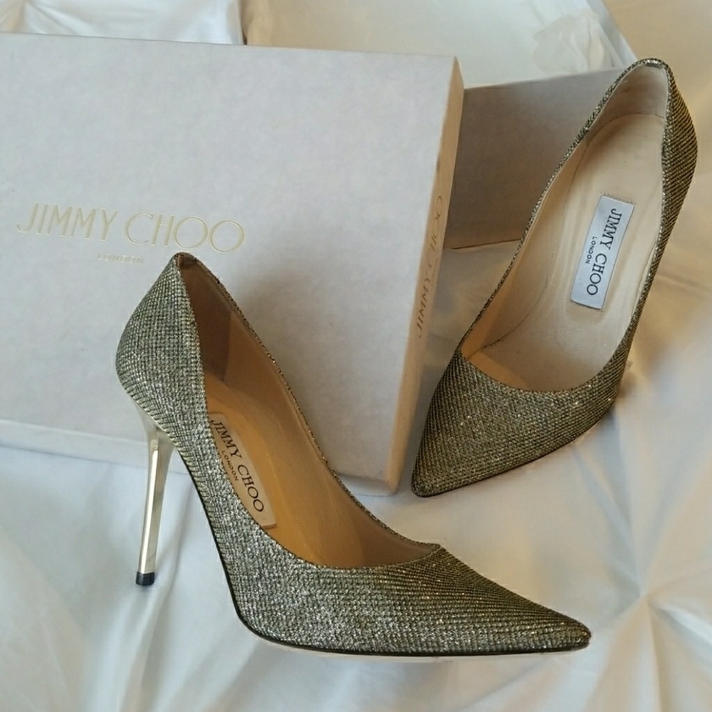 Jimmy Choo Abel Glitter Pumps - Light Bronze