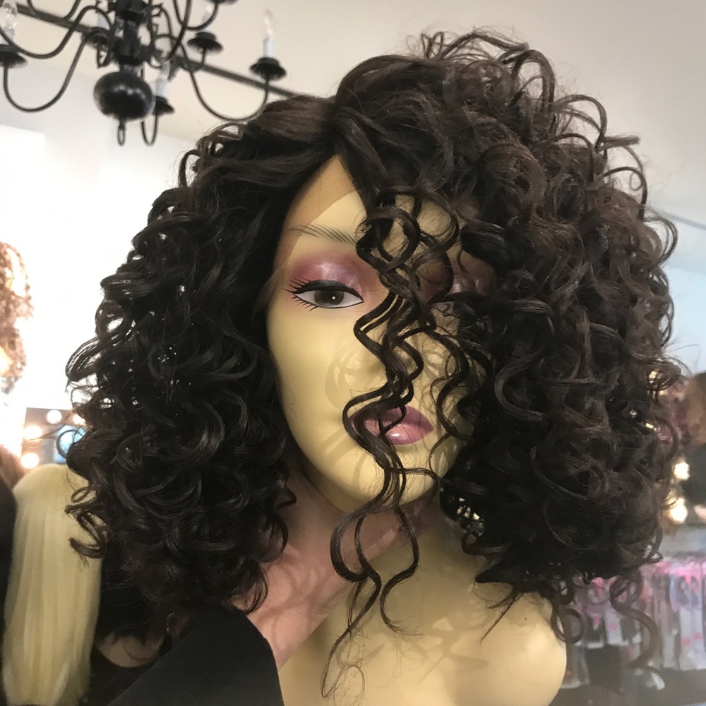 High quality curly Swiss lace lace front wig