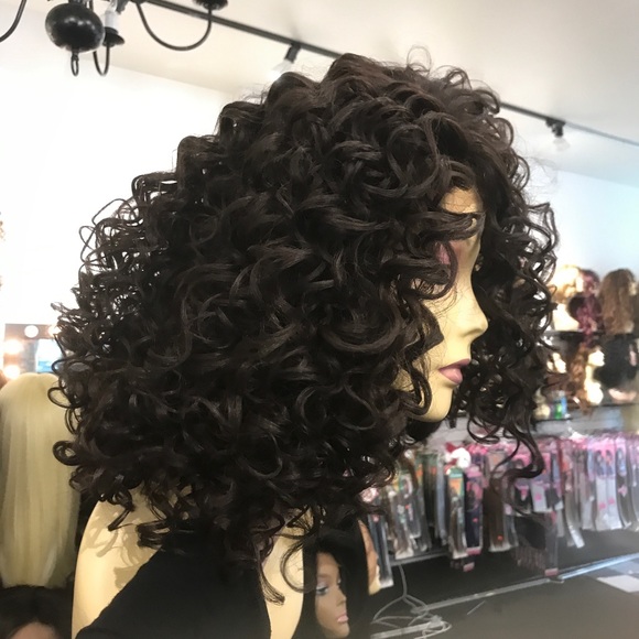 High quality curly Swiss lace lace front wig main image 4